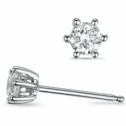2 x 0,20 ct Kampagne - diamant ørestikker i 14 karat hvidguld med diamant