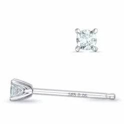 2 x 0,06 ct Kampagne - diamant solitaireørestikker i 14 karat hvidguld med diamant