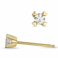 2 x 0,10 ct Kampagne - diamant solitaireørestikker i 14 karat guld med diamant