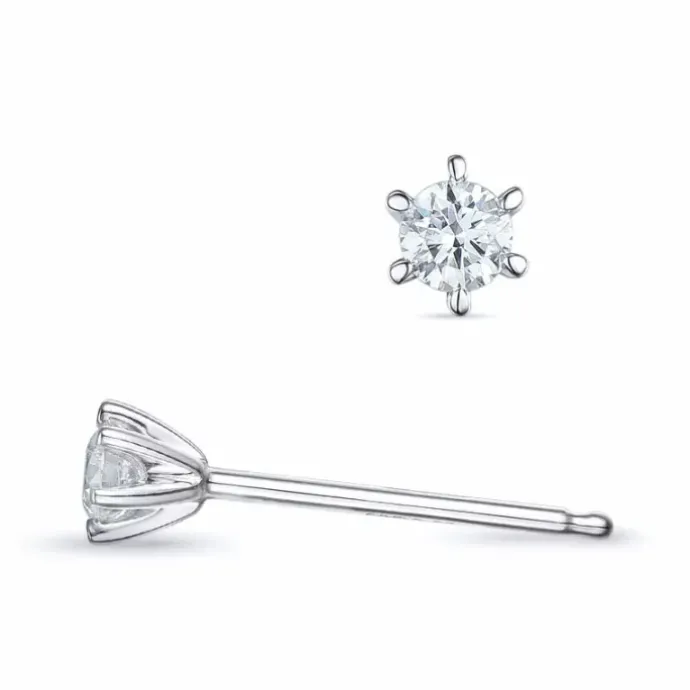 2 x 0,08 ct Kampagne - diamant solitaireørestikker i 14 karat hvidguld med diamant