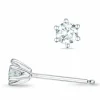 2 x 0,16 ct Kampagne - diamant solitaireørestikker i 14 karat hvidguld med diamant