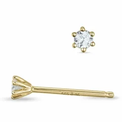 2 x 0,05 ct Kampagne - diamant solitaireørestikker i 14 karat guld med diamant