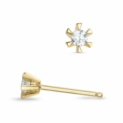 2 x 0,07 ct Kampagne - diamant solitaireørestikker i 14 karat guld med diamant