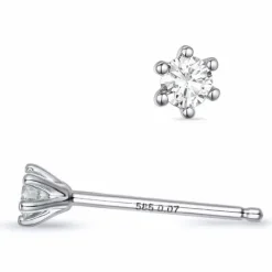 2 x 0,07 ct Kampagne - diamant solitaireørestikker i 14 karat hvidguld med diamant