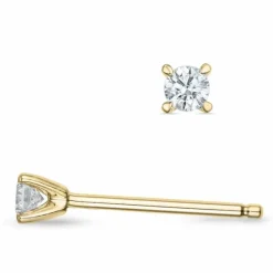 2 x 0,06 ct Kampagne - diamant solitaireørestikker i 14 karat guld med diamant