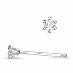 2 x 0,04 ct Kampagne - diamant ørestikker i 14 karat hvidguld med diamant