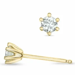 2 x 0,16 ct Kampagne - solitaireørestikker i 14 karat guld med diamant