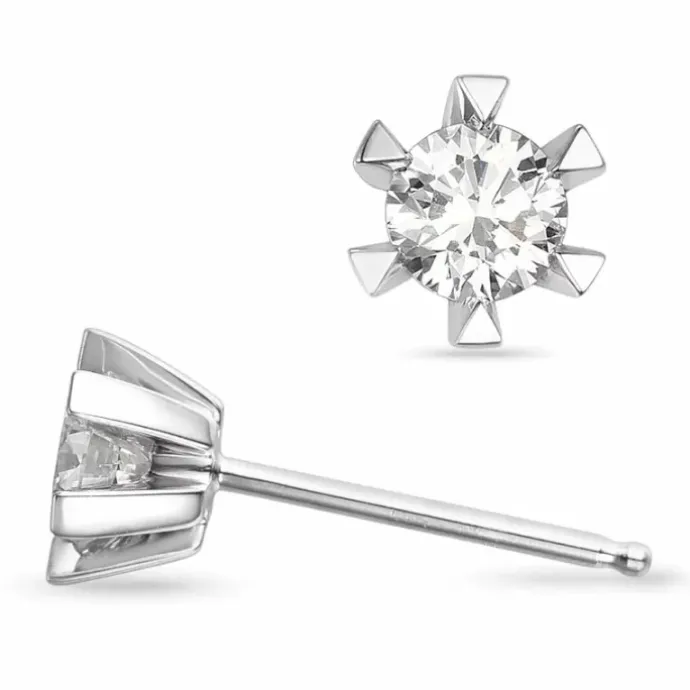2 x 0,30 ct lab grown diamant solitaireørestikker i 14 karat hvidguld med lab grown diamant