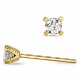 2 x 0,10 ct lab grown diamant solitaireørestikker i 14 karat guld med lab grown diamant