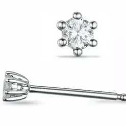 2 x 0,40 ct lab grown diamant solitaireørestikker i 14 karat hvidguld med lab grown diamant