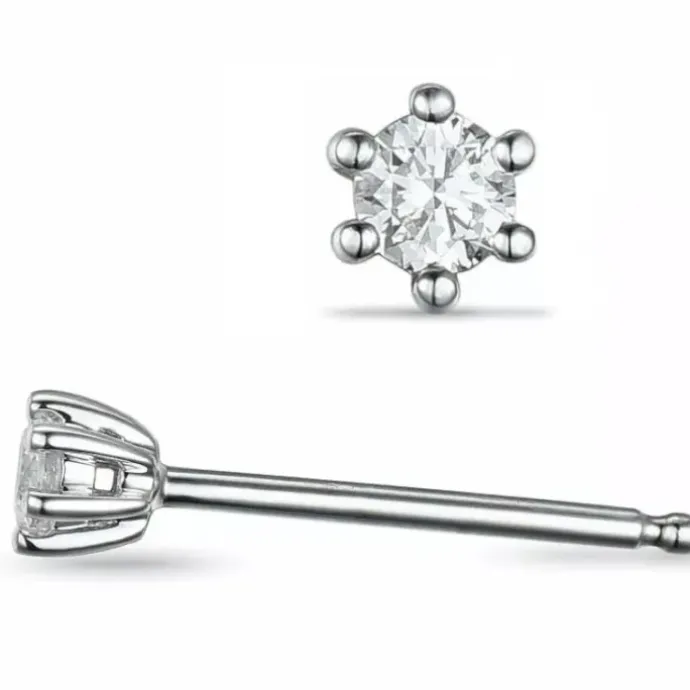 2 x 0,30 ct lab grown diamant solitaireørestikker i 14 karat hvidguld med lab grown diamant