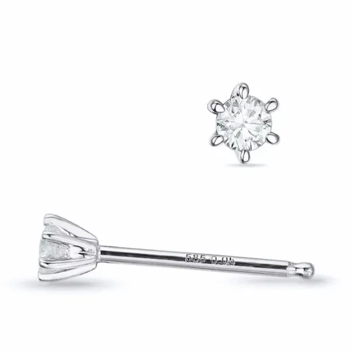 2 x 0,05 ct lab grown diamant solitaireørestikker i 14 karat hvidguld med lab grown diamant