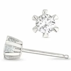 2 x 0,20 ct lab grown diamant solitaireørestikker i 14 karat hvidguld med lab grown diamant