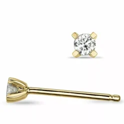 2 x 0,05 ct lab grown diamant solitaireørestikker i 14 karat guld med lab grown diamant