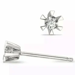2 x 0,05 ct lab grown diamant solitaireørestikker i 14 karat hvidguld med lab grown diamant