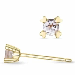 2 x 0,09 ct morganit solitaireørestikker i 9 karat guld med morganit