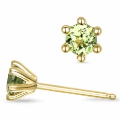 2 x 0,30 ct peridot solitaireørestikker i 14 karat guld med peridot
