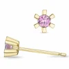 2 x 0,10 ct pink safir solitaireørestikker i 9 karat guld med pink safir