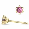 2 x 0,22 ct pink turmalin solitaireørestikker i 14 karat guld med turmalin