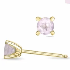 2 x 0,25 ct rosa kvarts solitaireørestikker i 9 karat guld med kvarts