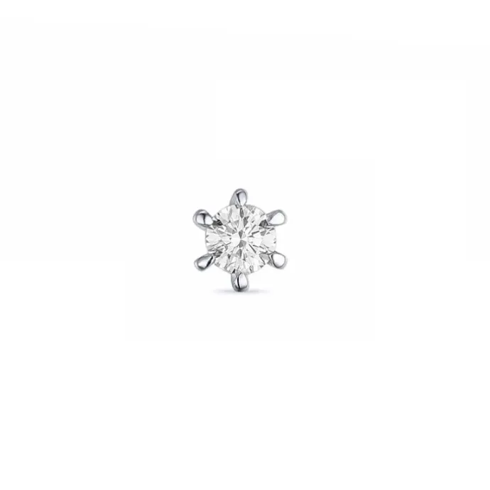 1 x 0,04 ct solitaireørestik i 14 karat hvidguld med diamant