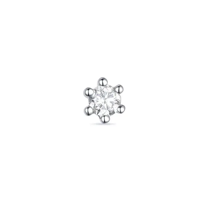 1 x 0,05 ct solitaireørestik i 14 karat hvidguld med diamant