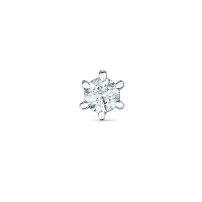 1 x 0,03 ct solitaireørestik i 14 karat hvidguld med diamant