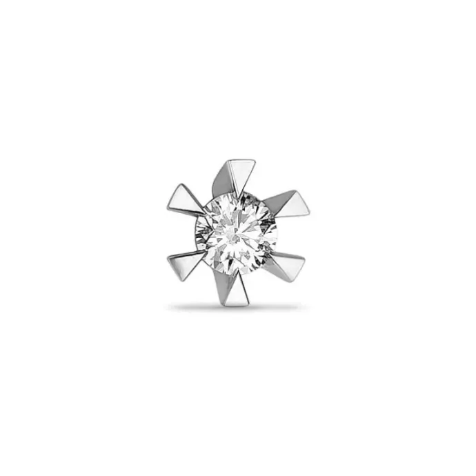 1 x 0,05 ct solitaireørestik i 14 karat hvidguld med diamant