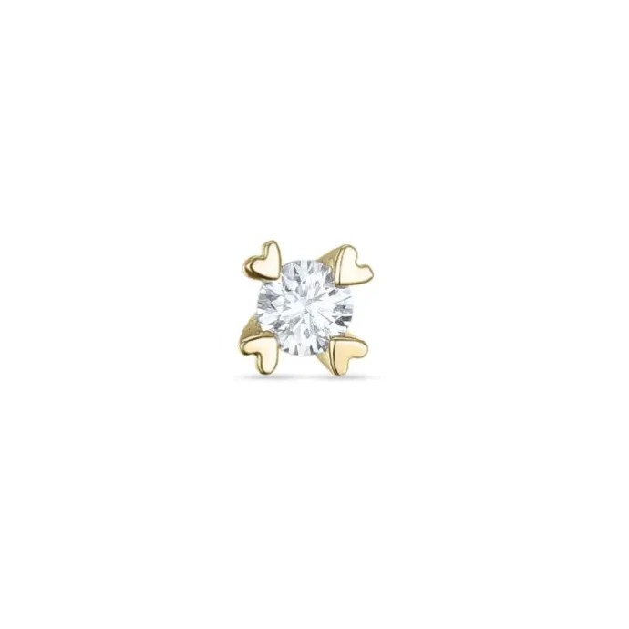 1 x 0,04 ct solitaireørestik i 14 karat guld med diamant