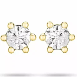 2 x 0,20 ct solitaireørestikker i 14 karat guld med diamant