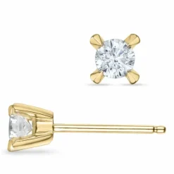 2 x 0,20 ct solitaireørestikker i 14 karat guld med diamant