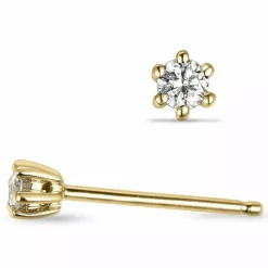 2 x 0,05 ct solitaireørestikker i 14 karat guld med diamant