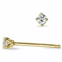 2 x 0,05 ct solitaireørestikker i 14 karat guld med diamant
