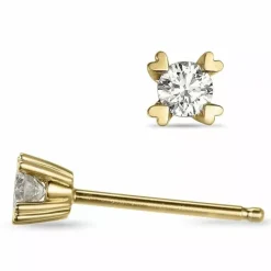 2 x 0,10 ct solitaireørestikker i 14 karat guld med diamant
