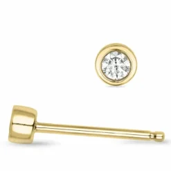 2 x 0,04 ct solitaireørestikker i 14 karat guld med diamant