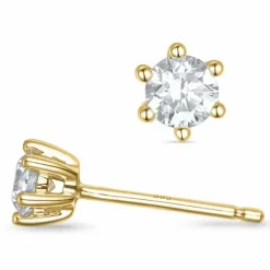 2 x 0,20 ct solitaireørestikker i 14 karat guld med diamant
