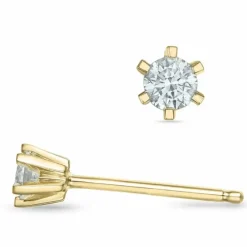 2 x 0,10 ct solitaireørestikker i 14 karat guld med diamant