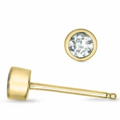2 x 0,12 ct solitaireørestikker i 14 karat guld med diamant
