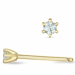 2 x 0,03 ct solitaireørestikker i 14 karat guld med diamant