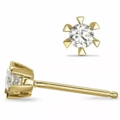 2 x 0,10 ct solitaireørestikker i 14 karat guld med diamant