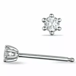 2 x 0,05 ct solitaireørestikker i 14 karat hvidguld med diamant