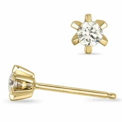 2 x 0,10 ct solitaireørestikker i 14 karat guld med diamant