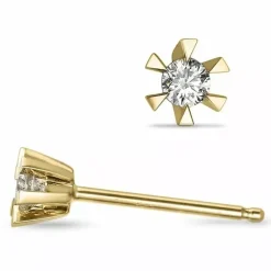 2 x 0,05 ct solitaireørestikker i 14 karat guld med diamant