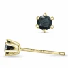 2 x 0,10 ct sorte diamant solitaireørestikker i 9 karat guld med sort diamant
