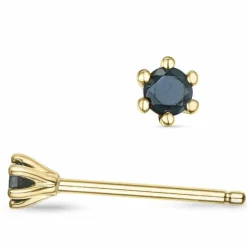 2 x 0,05 ct sorte diamant solitaireørestikker i 14 karat guld med sort diamant