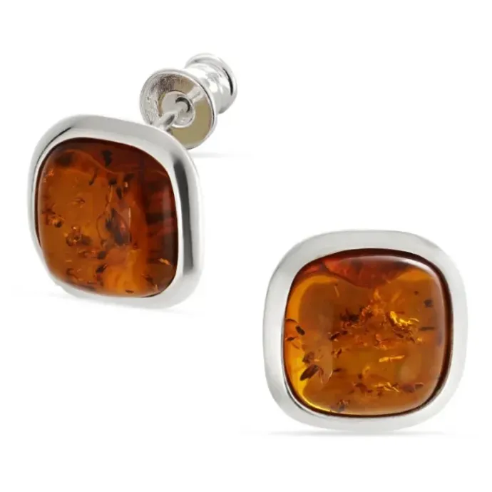 12 x 12 mm rav øreringe i sølv