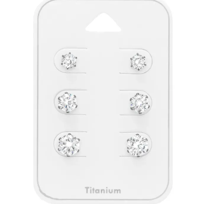 4 x 5 x 6 mm hvid zirkon ørestikker i titanium