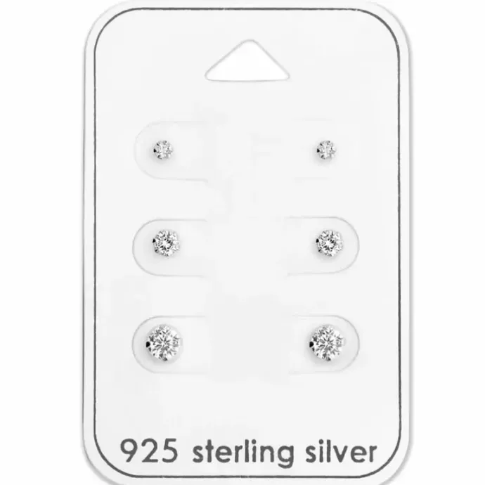 2 x 3 x 4 mm øreringe i sølv