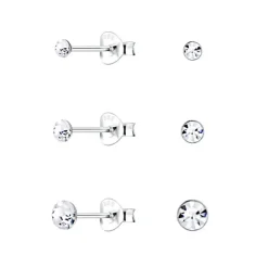2 x 3 x 4 mm ørestikker i sølv