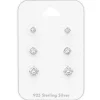 3 x 4 x 5 mm zirkon ørestikker i sølv
